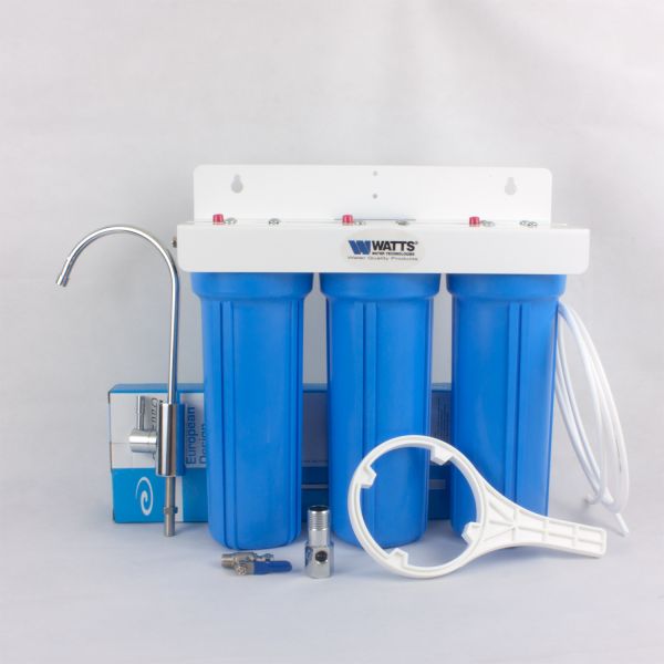 WATTS 1/4 triple water filter with deluxe tap and coconut carbon blocks